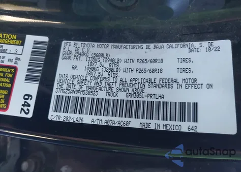 2023 Toyota Tacoma Limited z USA, uszkodzony, nr VIN 3TMGZ5AN9PM538523